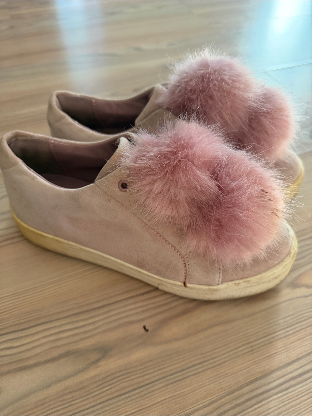 Women’s Pink Pom Slip-On Sneakers